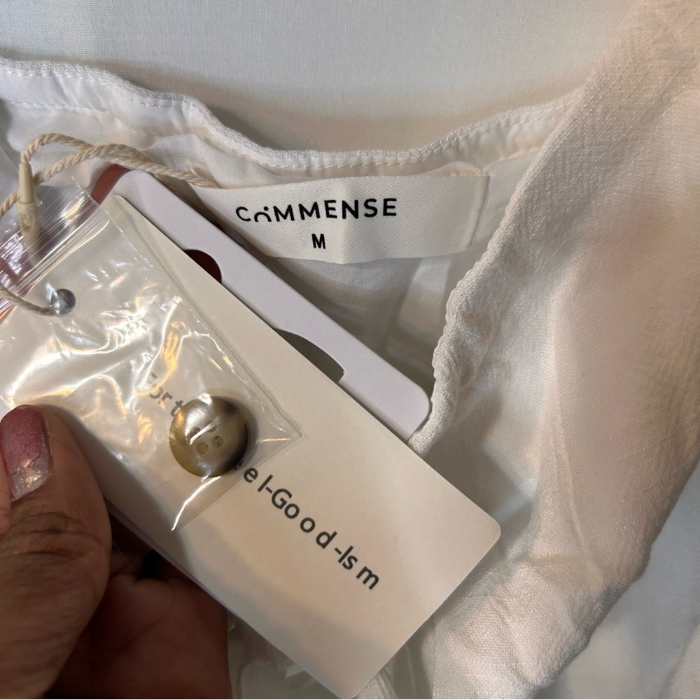 Commense Elegant White Sleeveless Darling Linen Plain Mini Dress Size M - Picture 4 of 17